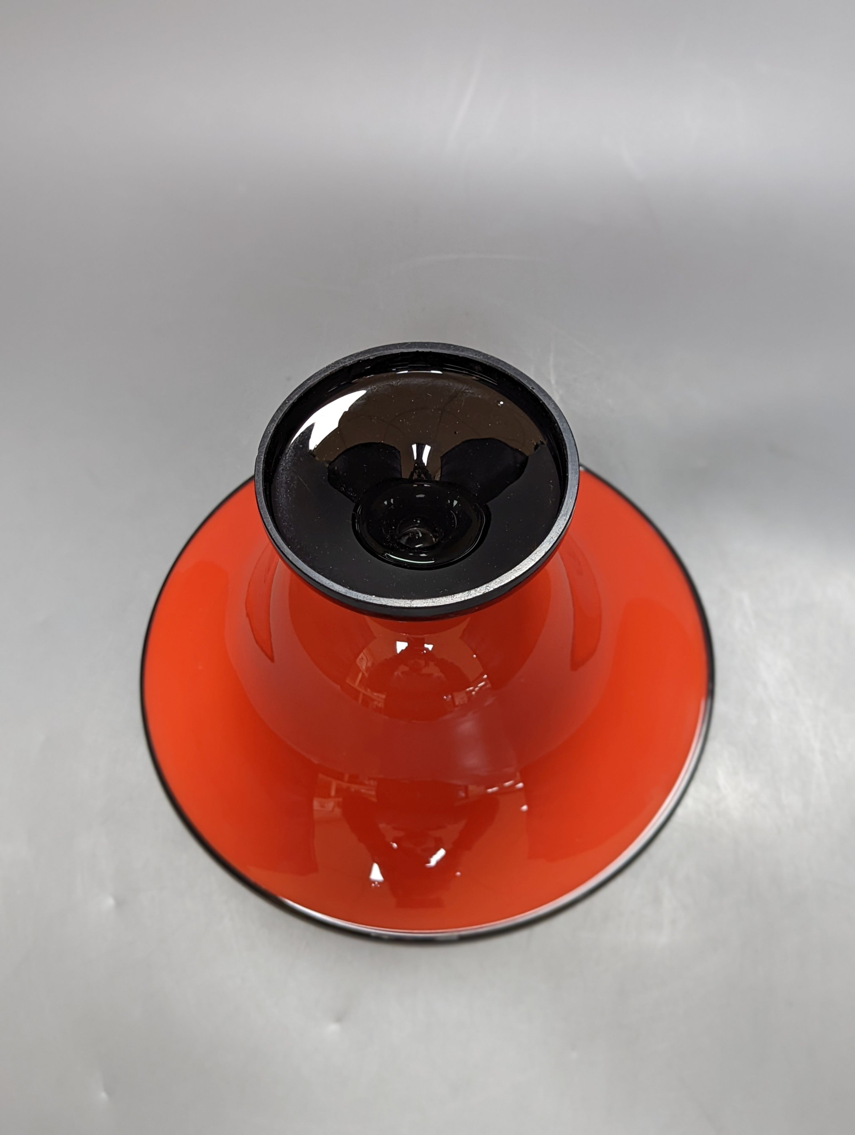 Attributed to Michael Powolny for Loetz. A red and black glass pedestal bowl, 1920s, diameter 22.5cm